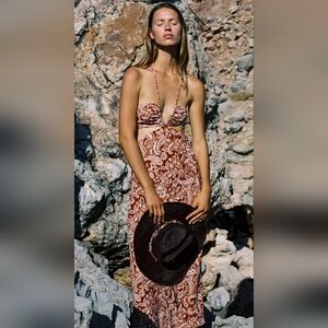 SOLD! Zara Brown Paisley Maxi Dress SOLD OUT Online